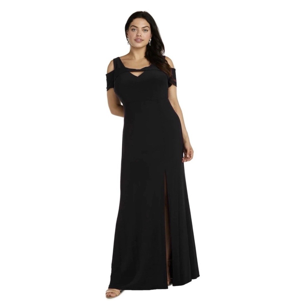 NW NIGHTWAY Mother of Bride Off Shoulder Side Slit Maxi Formal Gown Women’s 10P